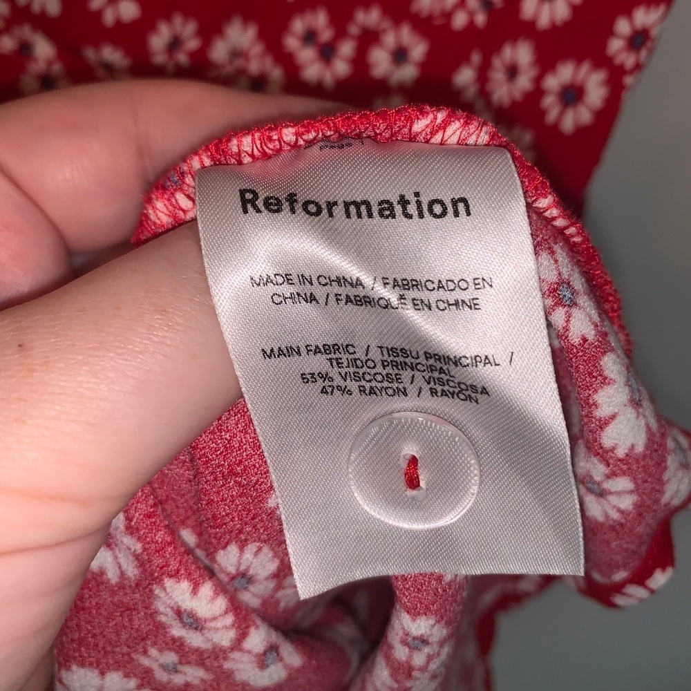 Reformation Baldwin Dress Red Daisy Print Mini Dress 4 - Picture 8 of 14